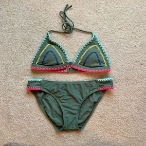 Festive trim bikini set